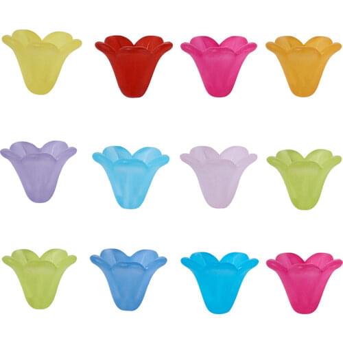 100pcs/lot Mixed Color Frosted Flower Design Acrylic Beads for Women Necklace Bracelet Jewelry DIY,about 10mm long