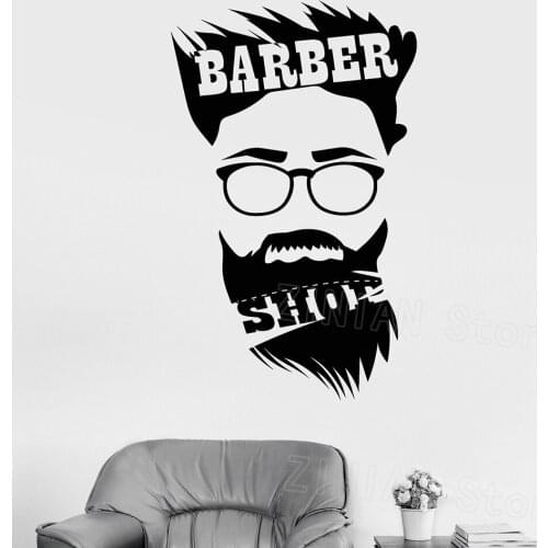 Barber Shop Stickers for Man Hair Salon Hairtician Hairdresser Decor Vinyl Wall Decals Removable Poster Window Wallpaper Z412