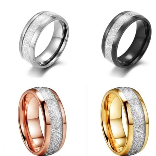 Carbon fiber couple Stainless steel Jewelry inlaid anti-grain stone for men Wholesale Mens ring Wedding rings Gothic