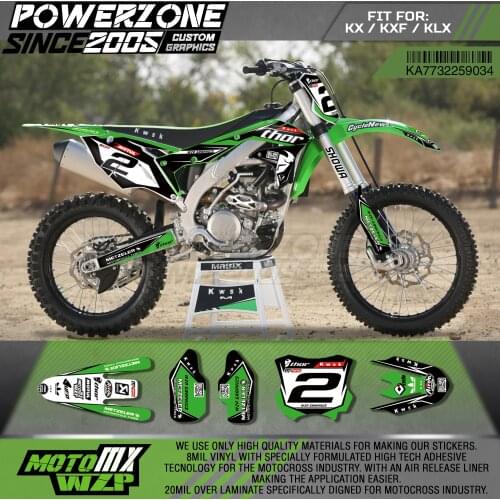 PowerZone Custom Team Graphics Decals 3M Stickers Kit For Kawasaki Sticker Decal 2017-2018 KX250F 2016-2018 KX450F 34