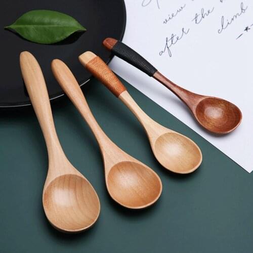 Natural Wooden Spoon Fork Dinner Kitchen Soups Scoop Utensil Handmade Home Tableware Accessories Eco Friendly