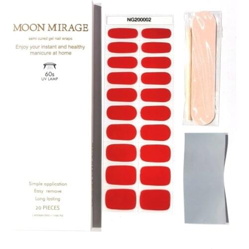 Semi Cured Gel Nail Wraps UV Light Curing Required Nail Art Decorations Seal Red Stickers Decals Strips All for Manicure Sticker