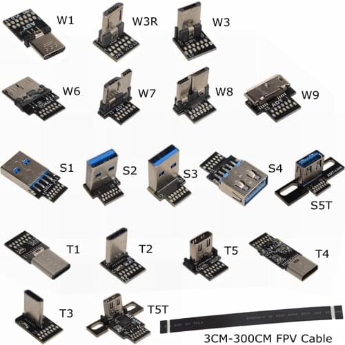 DIY Micro USB 2.0 3.0 3.1 Type-C Connector FPV USB C Flat Flexible FFC Extension Cable for Brushless Handheld Gimbal Monitor