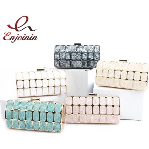 Luxury Fashion Acrylic Metal Mini Box Style Womens Party Small Purse Clutch Bag Evening Shoulder bag Messenger Bag Female F