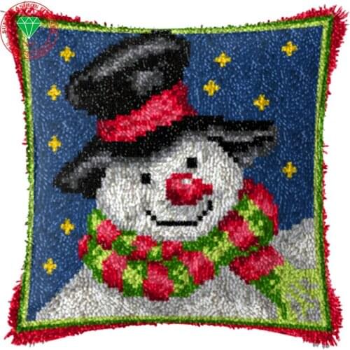 Christmas Snow Latch hook rug kits Needlework carpet embroidery cushion Diy pillowcase embroidery Patchwork Yarn Stitch Wool