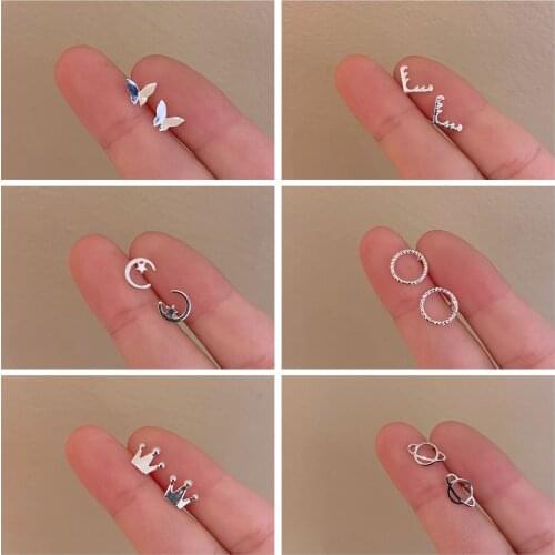 Fashionable Simple Earrings Female Ear Stick Ear Hole Simple And Small Hypoallergenic Personality clover