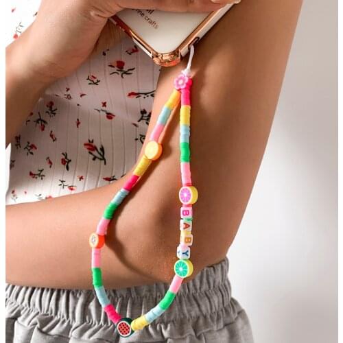 SHIXIN Y2K Phone Chain Rainbow Soft Lanyard Charm Strap Mobile for Girls Fashion Korean Cute Macaron Color Mobile Phone Straps