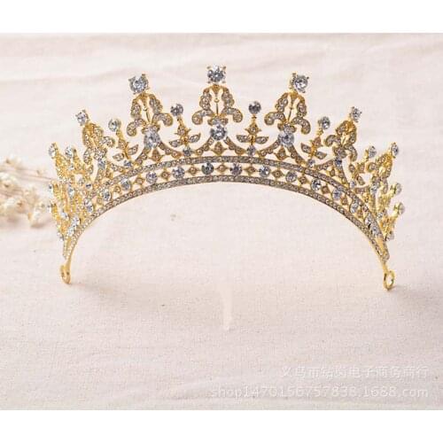 Bride Vintage Crystal Tiara Headband Princess Queen Pageant Prom Rhinestone Crowns Women Wedding Hair Accessory Jewelry Headband