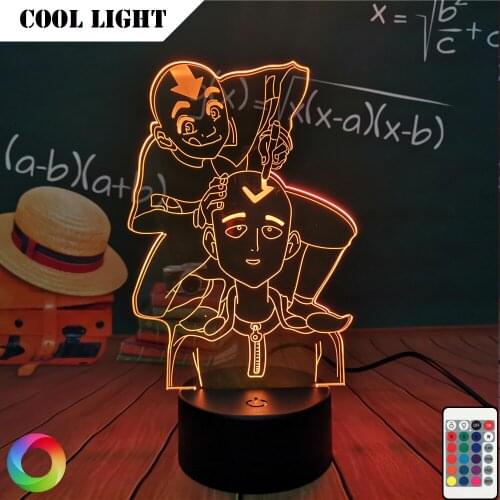 Led Night Light Anime One Punch Man Lamp Saitama for Bedroom Decor Nightlight Kids Gift The Last Airbender Avatar Light Aang