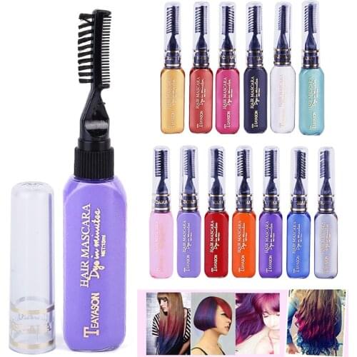12 Colors Disposable Mini Hair Dye Mascara Grey Purple Red Hair Color Chalk Hair Dyeing Tool For Personal Salon TSLM1