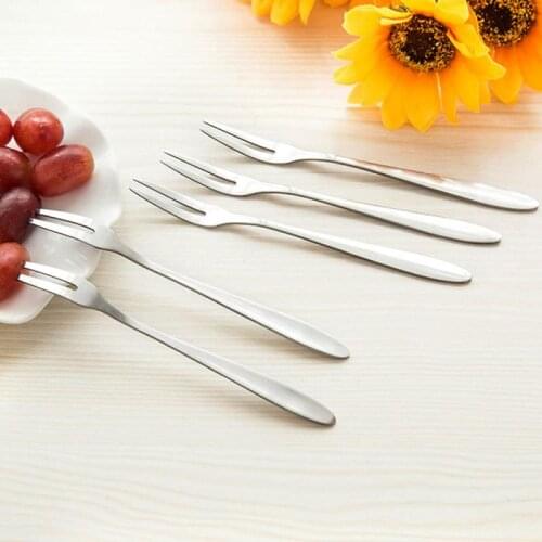1/3/5 PCS Stainless Steel Fruit Fork Dessert Cake Fork Salad Snack Fork Tableware Hotel Restaurant Kitchen Party Supplies