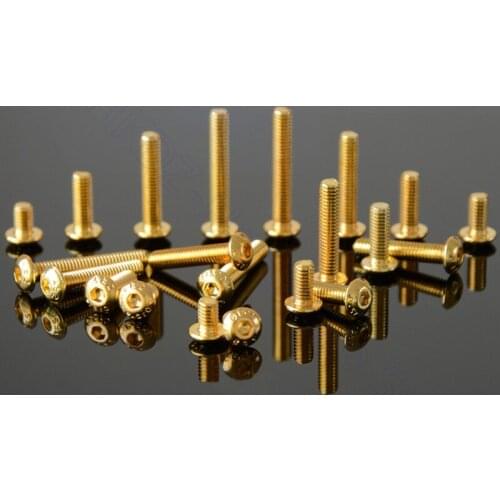 Round Head Socket Screw Grade 12.9 Allen Key Bolts Screws Alloy Steel Titanium Plating Gold IS07380 Metric M2 M2.5 M3 M4 M5