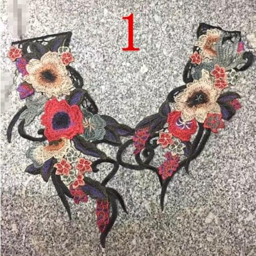 Common size dyed polyester yarn embroidery collar applique,embroidery decoration fake collar patches,XLF/XHX-170316B