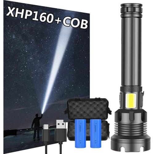 100000LM Brightest XHP160 LED Flashlight XHP50 Rechargeable USB Zoomable Torch Lanterna Use 18650 26650 Hunting Lamp for Camping