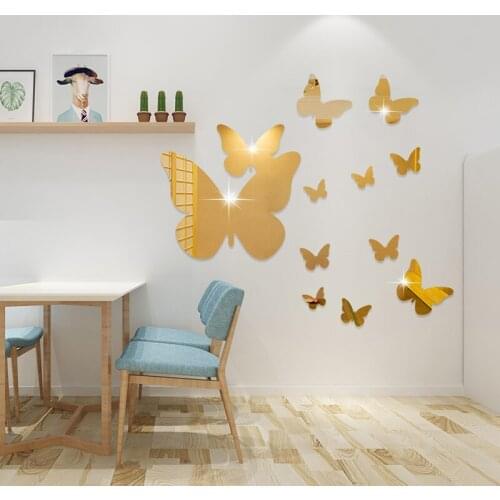 Mirror Butterfly Wall Sticker Self-adhesive 1mm Butterfly Acrylic Wall Sticker Mariposas Decorativas Pegatinas De Pared