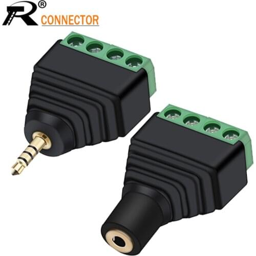 1pair/2pcsMale&Female Video AV Balun 2.5mm 4 Pole Stereo Male to AV Screw Terminal Stereo Jack 2.5mm female 4 pin Terminal Block