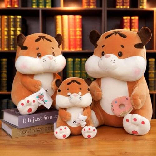 1PC 23/35/45CM Lovely Tiger Plush Dolls With Donuts Rabbit Handkerchief in Hand Stuffed Pillow Toys Baby Birthday Christmas Gift