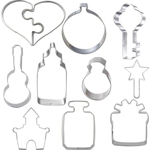 10pcs Biscuit Mold Wedding Cutter Cookies Frame DIY Cake Fancy Stainless Cookie Mold Baking Cookie Tools Fondant Decorate Tools