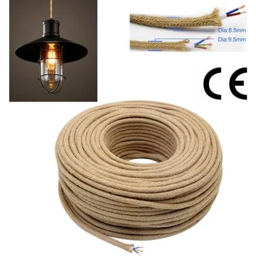 2 Core 3 Core Vintage Hemp Rope Electrical Wire Fabric Braided Cable Retro Pendant Light Cord