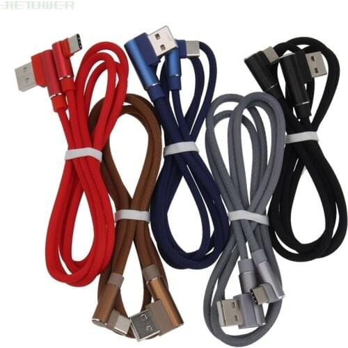 300pcs/lot 90 Degree USB Type C Cable Fast Charge USB C Game Charging Cable for Xiaomi MIX2 NOTE3 Nylon Elbow Type-C Data Cord