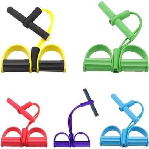 4 Tube Fitness Elastic Sit Up Pull Rope Abdominal Exerciser Home Sport Training Equipment Pull Rope Pedal Ankle Pulle