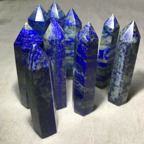 500g Natural Lapis Lazuli Quartz Crystal Stone Point Healing Wand Obelisk .4-7pc