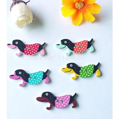 50pcs/lot 2 Holes Wooden Buttons Mixed Pet dog Clothing for craft scrapbooking sewing accessories botoes para artesanato