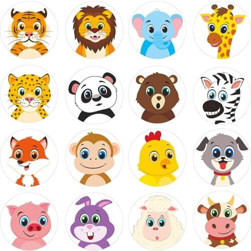 500Pcs/Roll 1.5Inch Childrens Rewards Label Animal Sticker Used for Envelope Sealing Gift Bag/Box Packing Stationery Decoration