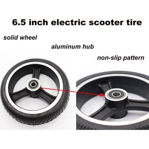 6.5 inch wheels part electric bike motorcycle scooter solid tire with rubber wheel and aluminum hub non pneumatic