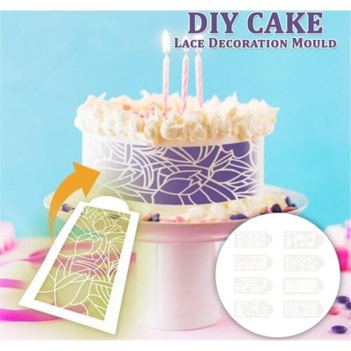 8 PCS DIY Cake Lace Decoration Moulds Silicone Fondant Lace Embosser Handmake Cake Sugarcraft Decorating Tool Baking Mould 20#29