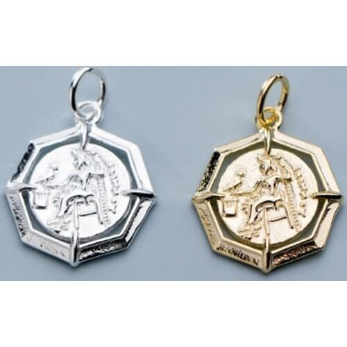 925 Sterling Silver European Figure Round Charms 14.5mm Bracelets/Necklace Fashion Silver Dangle Pendants DIY Jewelry Findings