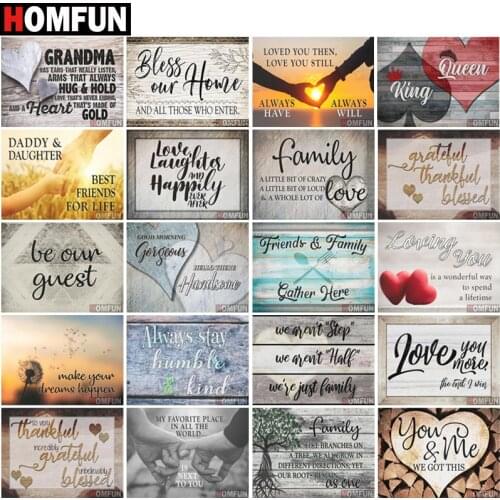 HOMFUN Full Square/Round Drill 5D DIY Diamond Painting "Home Text" 3D Diamond Embroidery Cross Stitch Home Decor Gift