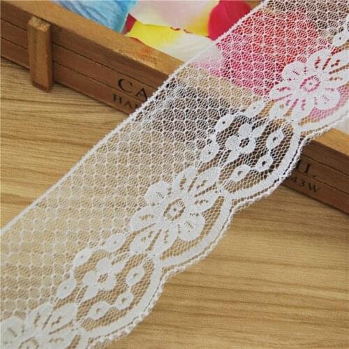 White Polyester Lace 60mm Trim Fabric Sewing Accessories Cloth Wedding Dress Decoration Ribbon Craft Supplies 200yards L913