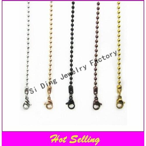 Free shipping 30 inches stainless steel ball floating locket chains necklace chain mix 5pcs locket chains(1color=1pcs)