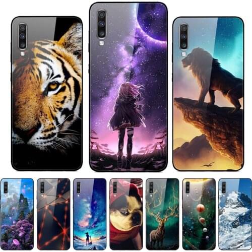 For Samsung A70 Case Cute Pattern Tempered Glass Back Hard Cover Case For Samsung Galaxy A70 Phone Cases Coque A70S A 70
