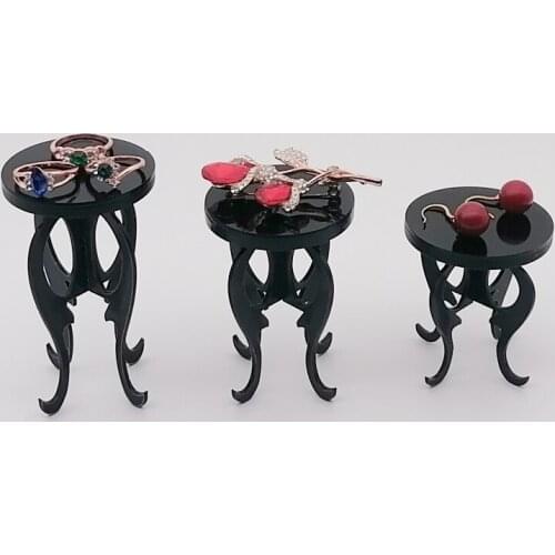 Black Acrylic Round Jewelry Stand for Rings Necklace Earring Display Stand Organizer Holder Storage Showcase Rack Shooting Props