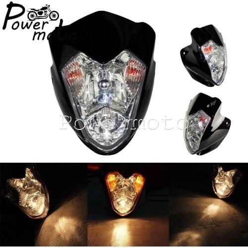 Black Motorcycle Dual Sport Headlight Assembly Front Headlamp for Honda CBR Grom Kawasaki Yamaha FZ5 FZS Suzuki Street Dirt Bike