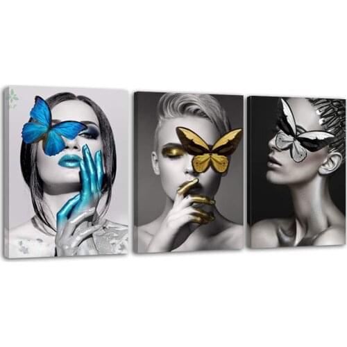 Ladies With Insect On Their Heads Canvas Art Fashion Oil Painting Bedroom Wall Decorations