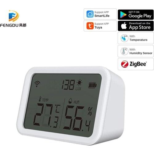 Zigbee Humidity Temperature Sensor Tuya Wifi Light Intensity Detector Hygrometer Thermometer Smart Home Works With Alexa