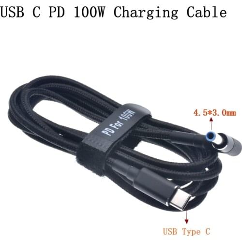 100W USB Type C Power Adapter Converter to 4.5*3.0mm Dc Plug Connector PD Emulator Trigger Charging Cable Cord for hp Laptop