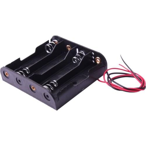 Glyduino Multi-Slot AA Size 4 Battery Clip Hard Base Case Holder with Wire Leads DIY without Cover