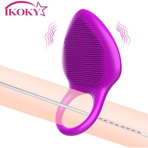 IKOKY Silicone Cock Ring Clitoris Stimulate Vibrator Sex Toy for Men Vibrating Penis Ring Delay Premature Ejaculation Lock Ring