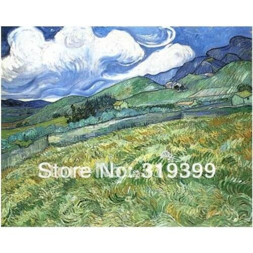 Oil Painting Reproduction on linen canvas,Mountainous Landscape Behind Saint Paul Hospital BY van gogh, 100% handmade