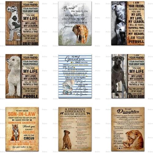 Lion Great Dane Pit Bull Poodle Tiger Wolf Elephant Poster Animal Lover Wall Art Prints Home Decor Canvas Unique Gift