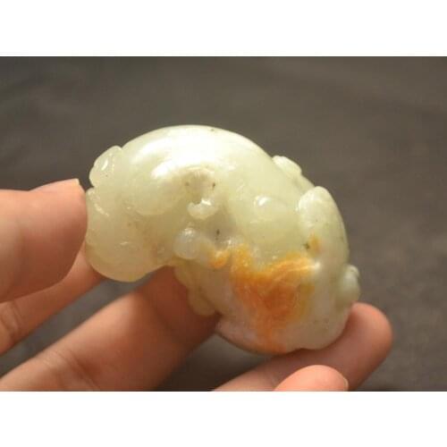 Big Treasure Collectible Chinese Vintage Hetian White Jade Fortune God Pi Xiu Totem Carving K Timestown 20201128A