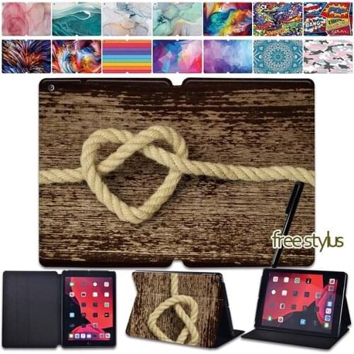 Leather Stand Cover for Apple IPad 2020 8th Gen 10.2 Inch Drop Resistance Tablet Cover Case Fashion Pattern Protective Shell