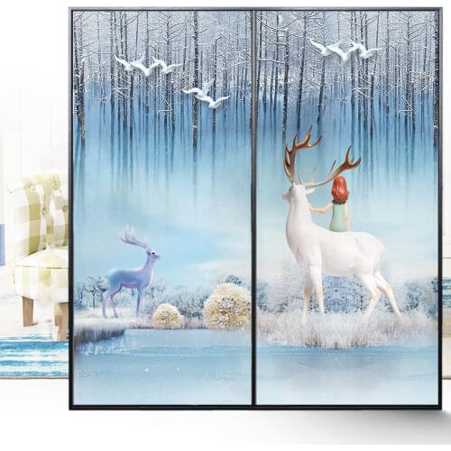 Creative bedroom window electrostatic frosted glass film bathroom sliding door living room privacy stickers elk