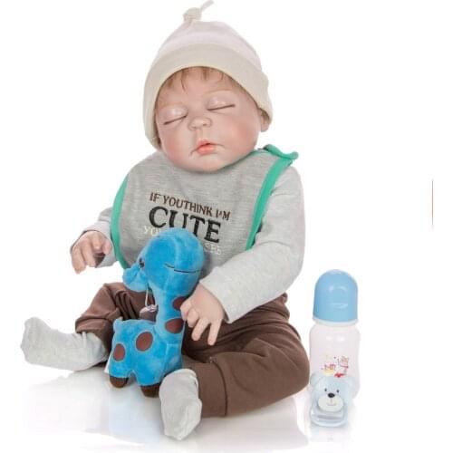 Full Silicone Vinyl Reborn Baby Doll Realistic boy newborn babies Dolls 57 cm Lifelike boneca reborn Kids bebe toy gift