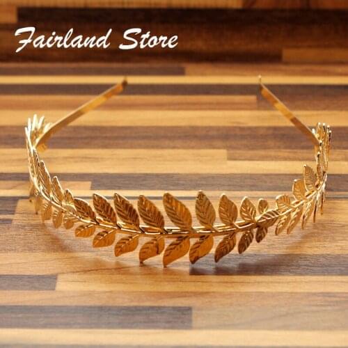 Fairland 2020 New Metal Golden Leaves Headband Headpiece Tiara Hairband Women Girls Forehead Hairband Picnic Wedding Accessories