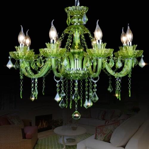 LED Candle Chandelier Modern Crystal Chandelier Colored Glass Chandeliers for New House Decor